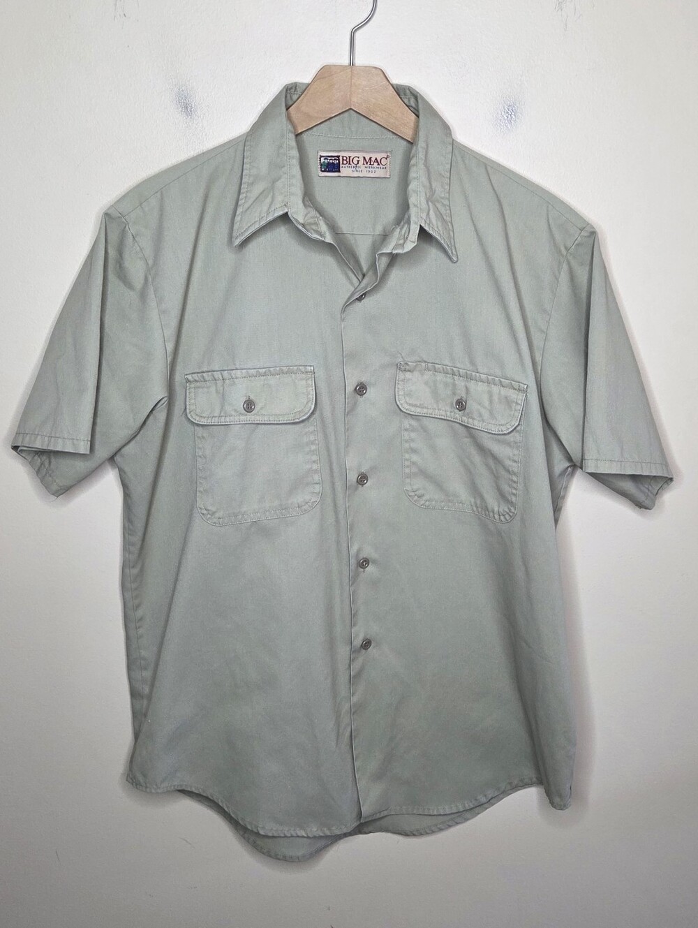 Vintage Big Mac JCPenney Workwear Short Sleeve Button Up Shirt Beige
